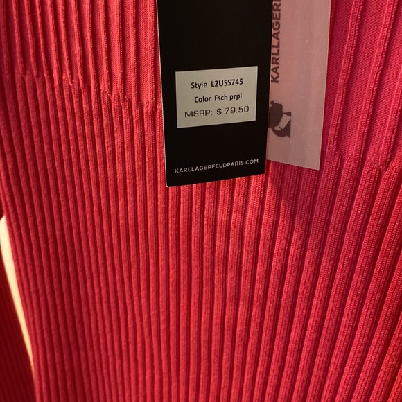 Karl Lagerfeld sweater fuchsia new with tag size XS , shoulder pads - Picture 4 of 4